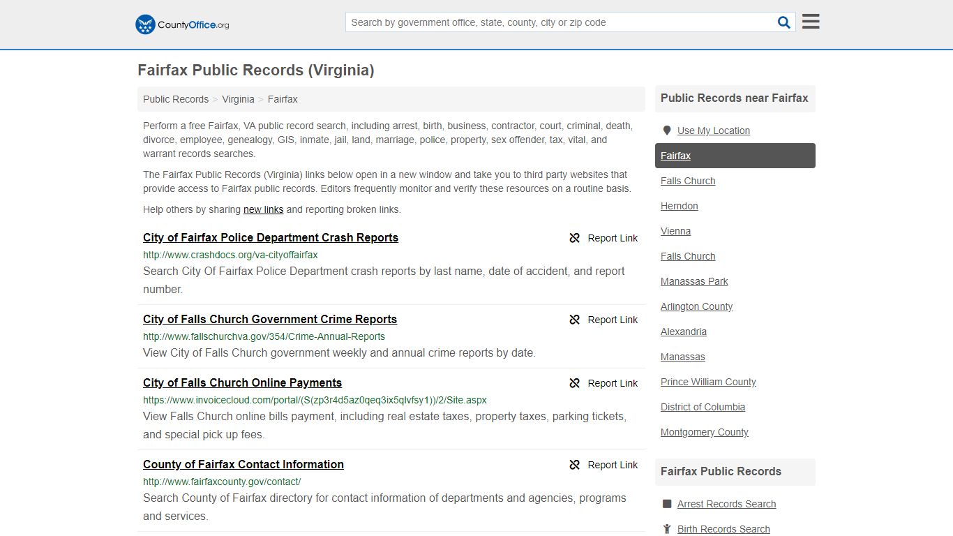 Public Records - Fairfax, VA (Business, Criminal, GIS, Property & Vital ...