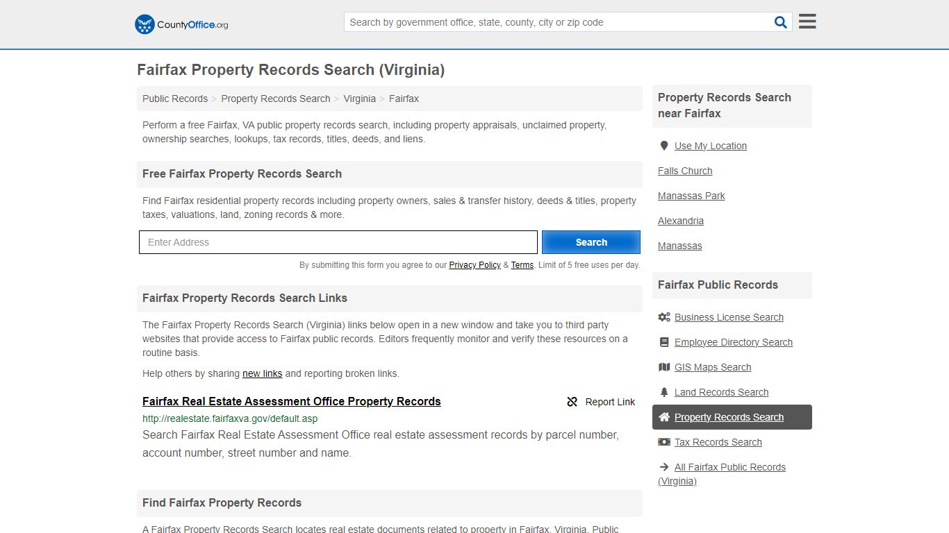 Fairfax Property Records Search (Virginia) - County Office